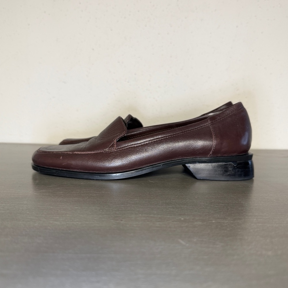 Calico Porter Brown Leather Square Toe Block Heel Loafers Women's Size 6.5 M - Picture 2 of 9